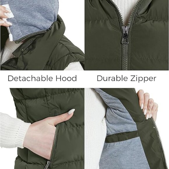 NWOT ZShow Women's Outerwear Vest Hooded Puffer Vest Padded Winter Vest Jacket - Picture 2 of 16